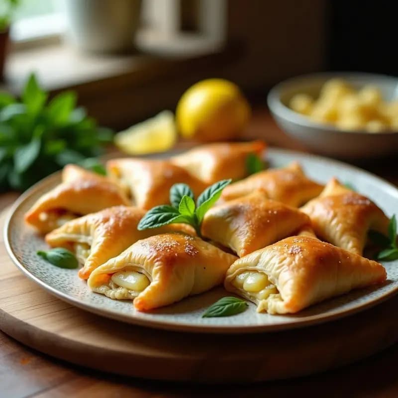 Bourek de Queso Halloumi y Menta: Empanadillas Griegas Crujientes en Sartén