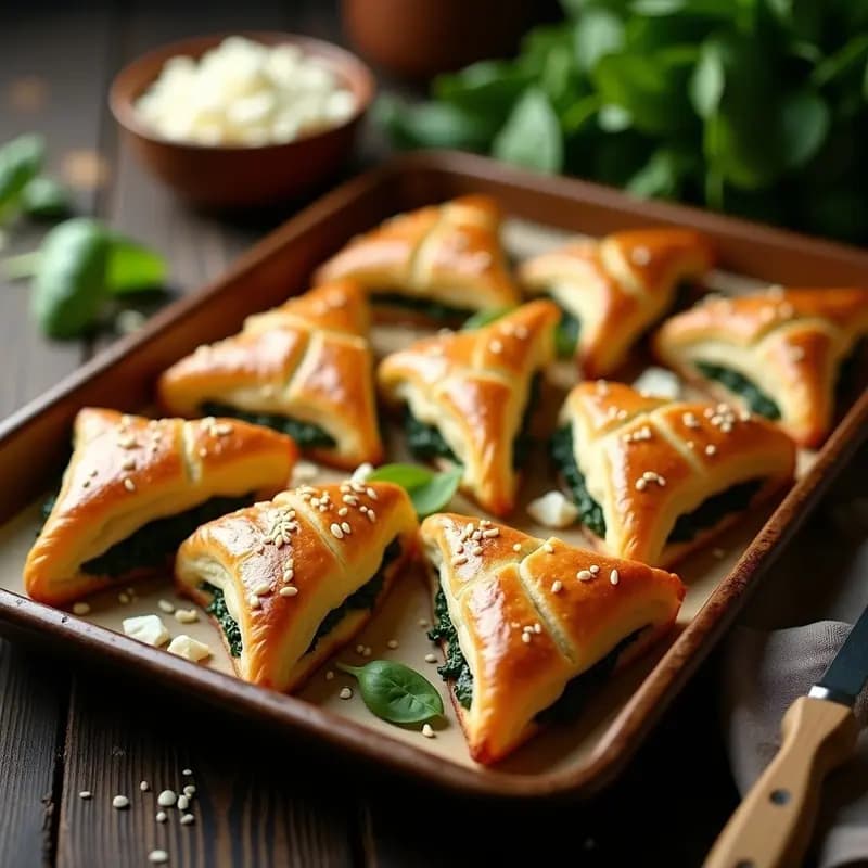 Bourekas de Espinaca y Queso Feta: Aperitivo Judío con Masa Hojaldrada