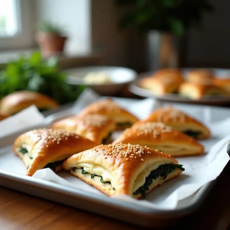 Bourekas Israeles de Espinacas y Queso Feta Vegano: Aperitivo Crujiente en 20 Minutos