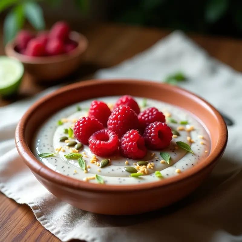 Bowel de Chía con Leche de Almendras y Frambuesas: Desayuno Mexicano Keto