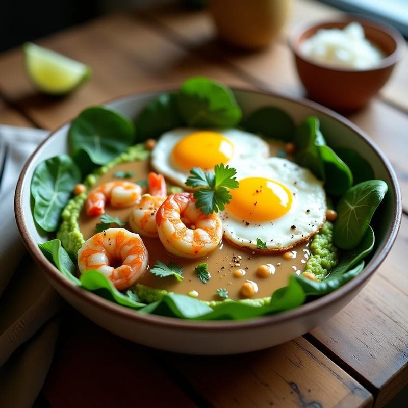 Bowl de Abacate y Camarão com Manteiga de Amendoim: Desayuno Brasilero Alto en Proteína