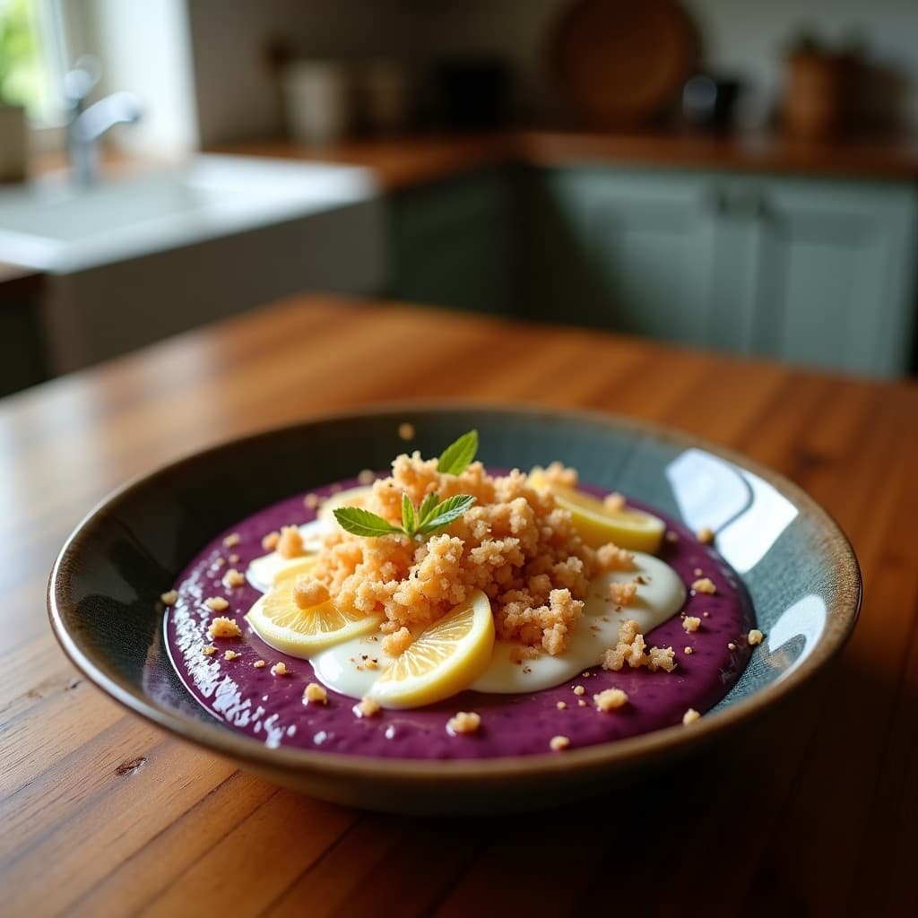 Bowl de Açaí y Granadilla con Crujiente de Coco: Postre Brasileño Vegano Sin Azúcar