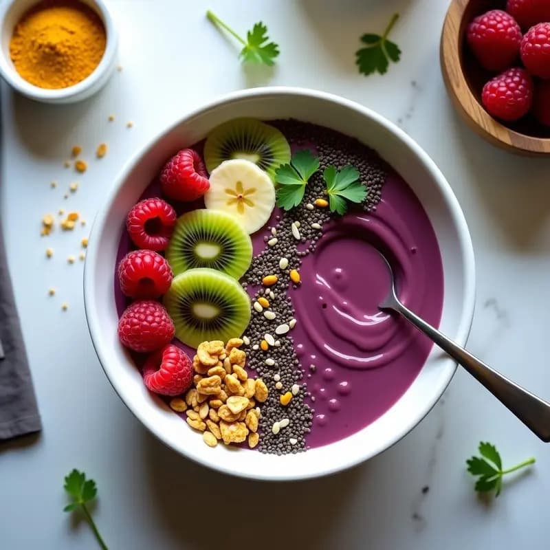 Bowl de Acai con Granola de Cúrcuma y Leche de Tigre: Desayuno Brasileño Detox