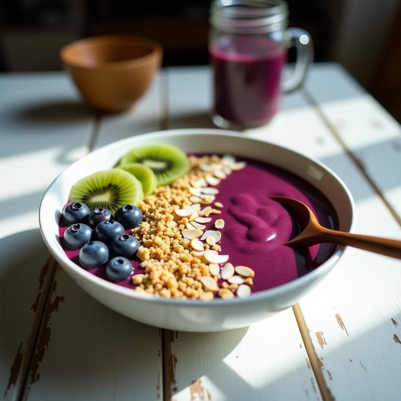 Bowl de Açaí con Granola de Quinoa y Semillas de Cáñamo: Desayuno Superfood