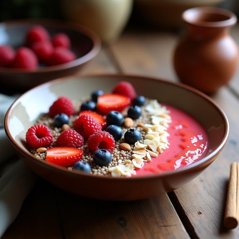 Bowl de Amaranto con Frutos Rojos y Salsa de Rosa Mosqueta: Desayuno Andino Alto en Antioxidantes