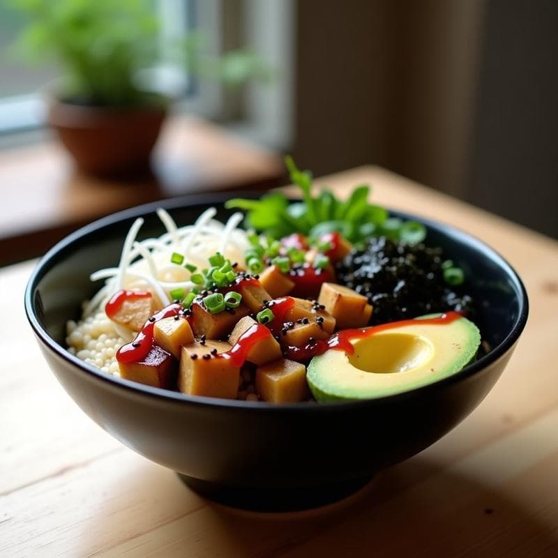 Bowl de Amaranto con Hongos Maitake y Salsa de Ciruela Umeboshi: Desayuno Japonés Detox