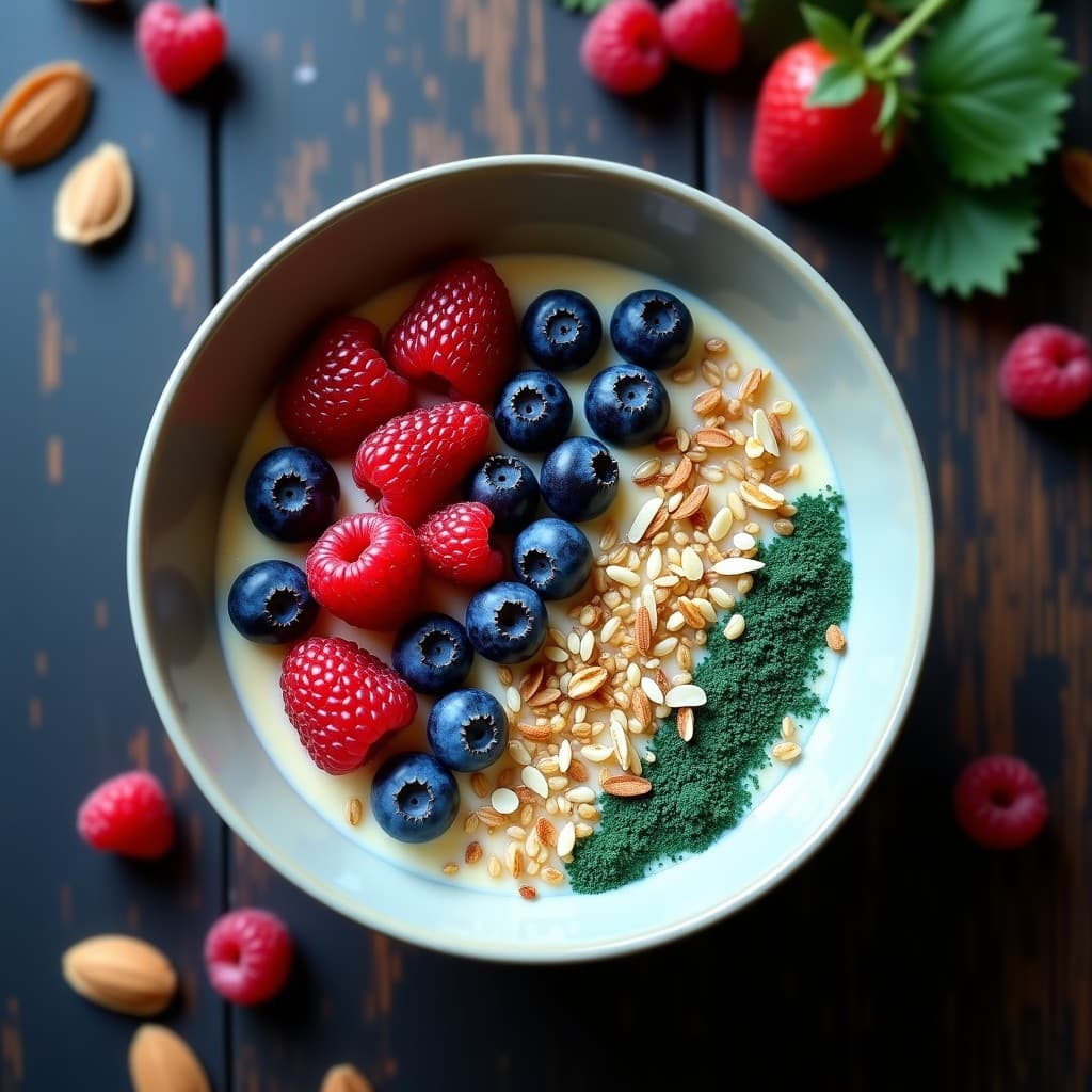 Bowl de Amaranto con Leche de Tigernut y Frutas del Bosque: Desayuno Espacial Sin Lácteos