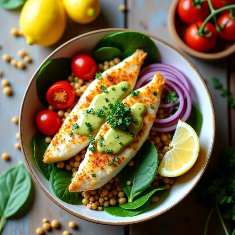 Bowl de Amaranto con Pescado al Horno y Aderezo de Chilimoya: Receta Boliviana Alta en Omega-3