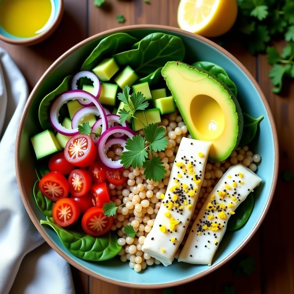 Bowl de Amaranto con Pescado Blanco al Limón y Aguacate: Desayuno Mexicano Alto en Omega-3