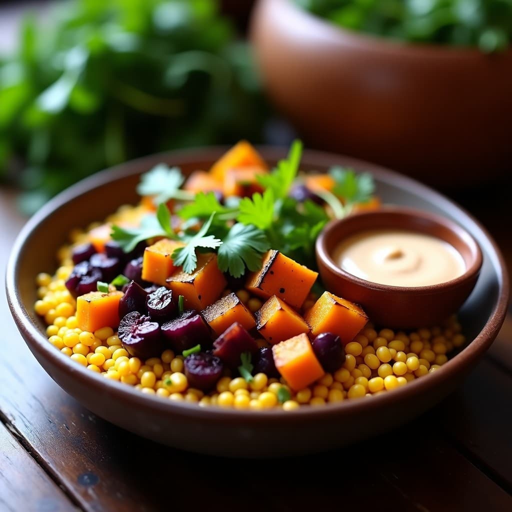 Bowl de Amaranto con Vegetales Asados y Aderezo de Tahini: Receta Mexicana Vegana
