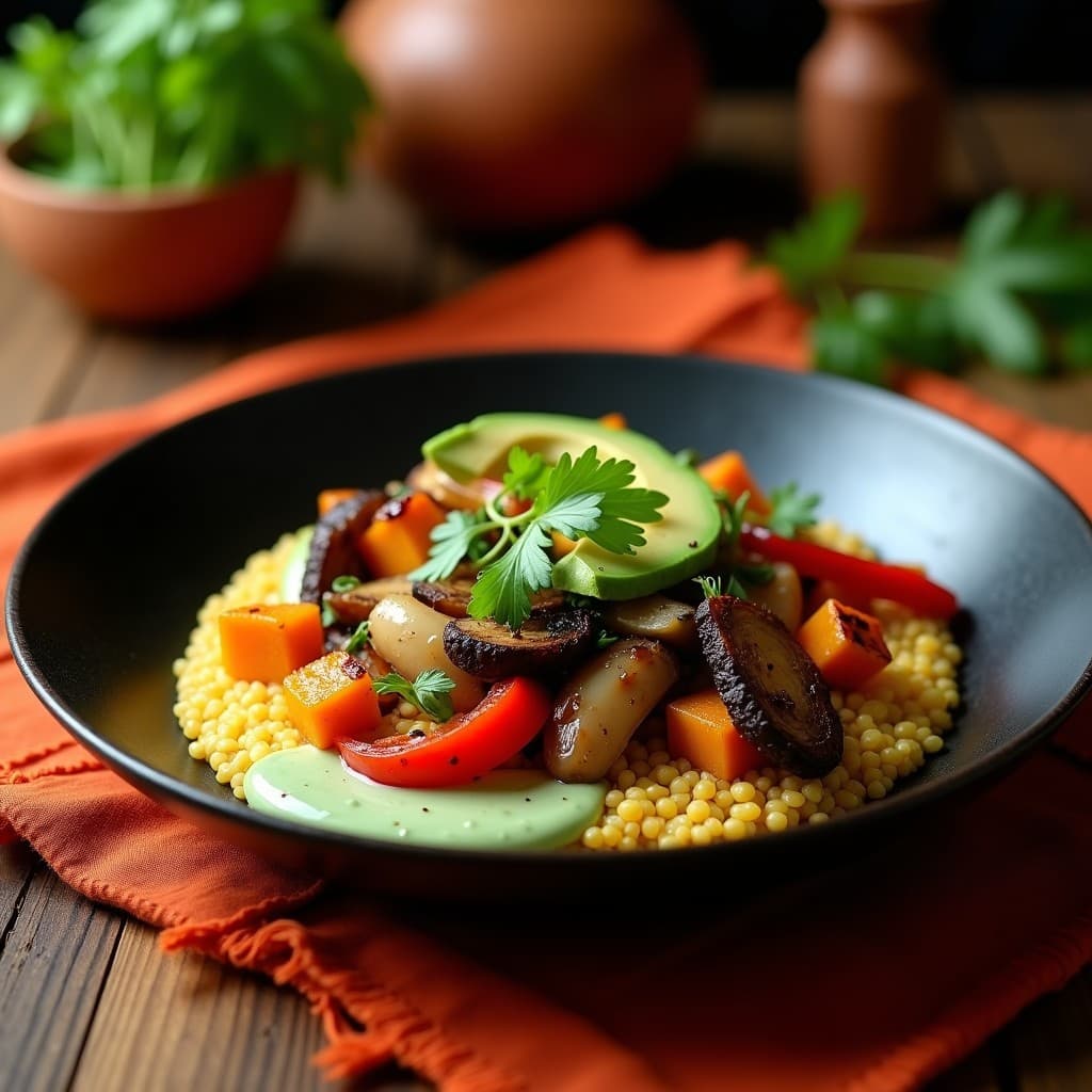 Bowl de Amaranto y Verduras Asadas: Receta Azteca con Aderezo de Semillas de Calabaza