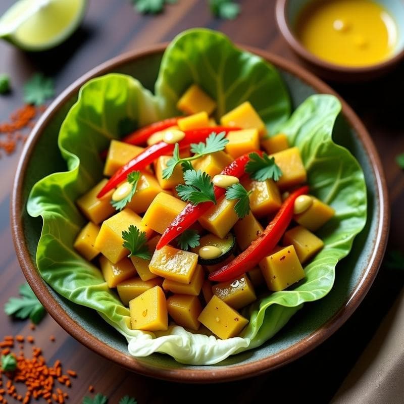 Bowl de Añú y Vegetales al Curry: Receta Peruana con Salsa de Huancaina Vegana