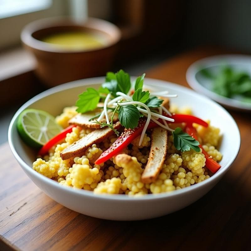 Bowl de Arroz de Coliflor y Curry Verde: Receta Tailandesa Keto en 15 Minutos