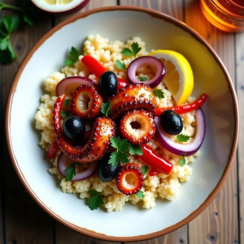 Bowl de Arroz de Coliflor y Pulpo a la Plancha con Aliño de Pimentón: Receta Española Keto