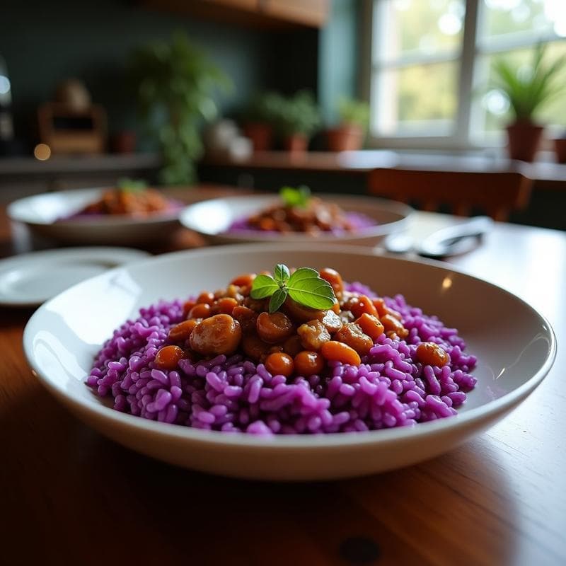 Bowl de Arroz Morado con Tempeh y Salsa de Cacahuete: Receta Indoor en 30 Minutos
