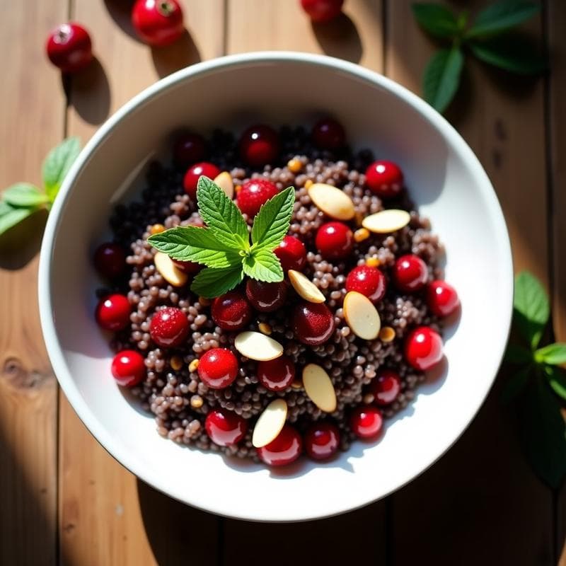 Bowl de Arroz Salvaje y Arándanos Rojos: Desayuno Antiinflamatorio con Aderezo de Canela y Miel