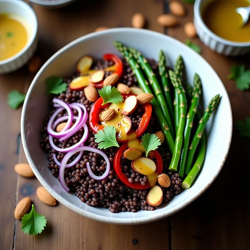 Bowl de Arroz Salvaje y Espárragos con Vinagreta de Mostaza de Dijon: Receta Sin Gluten y Detox