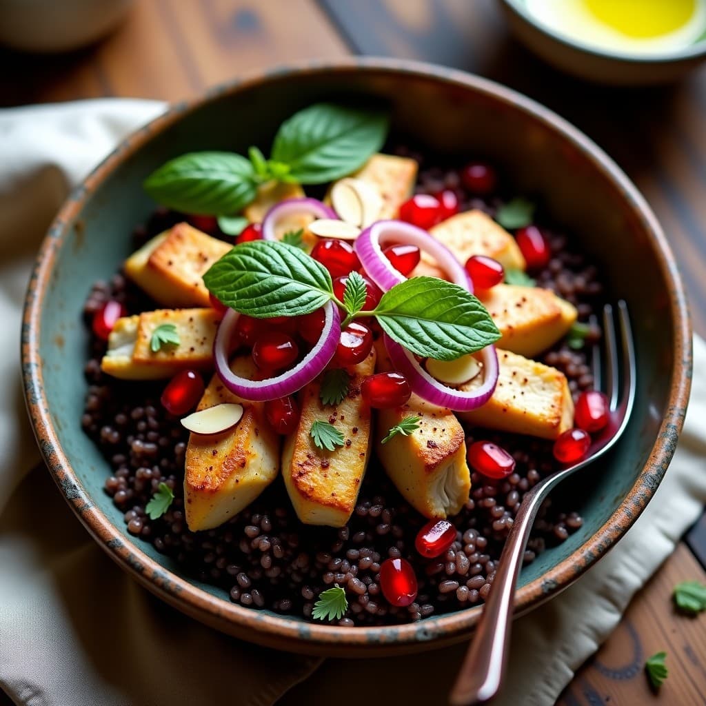 Bowl de Arroz Salvaje con Pollo al Yogur y Especias Zaatar: Receta Libanesa en 25 Minutos