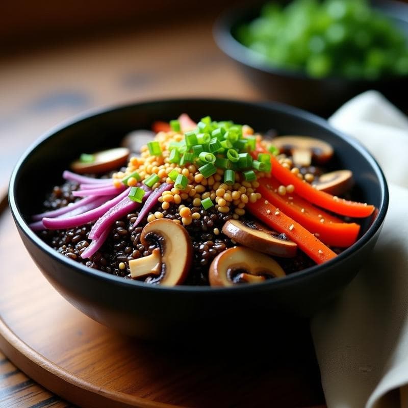Bowl de Arroz Salvaje y Setas Shiitake: Receta en Olla Exprés con Salsa Teriyaki
