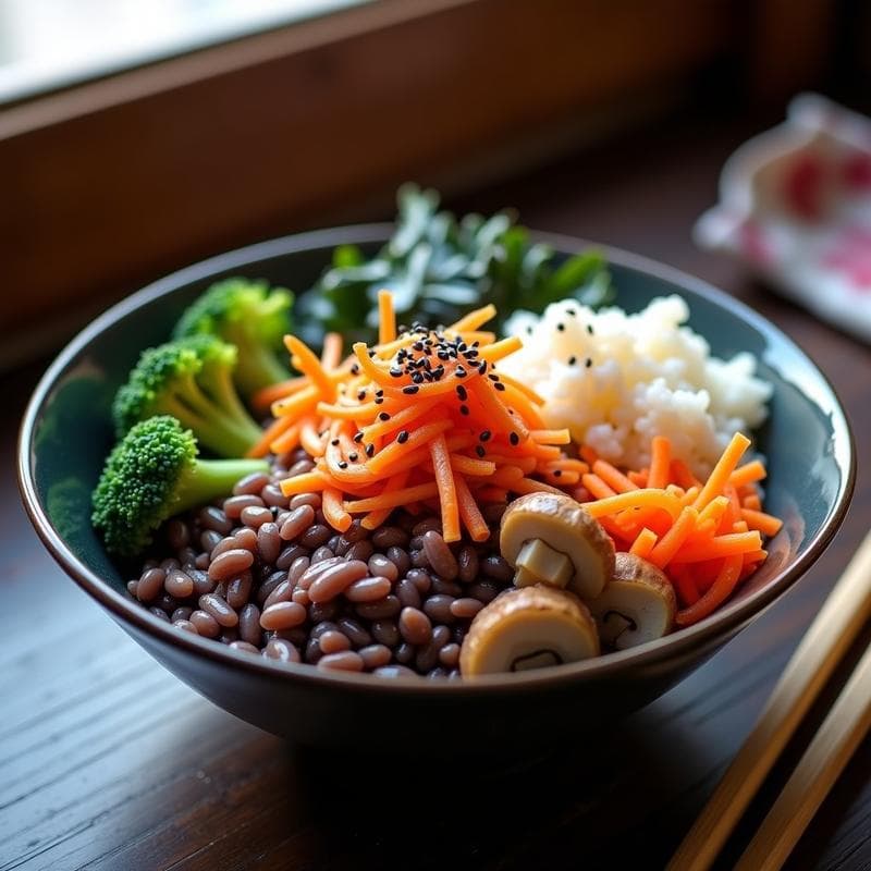 Bowl de Arroz Salvaje y Setas Shimeji: Receta Japonesa en Thermomix con Aderezo de Umeboshi