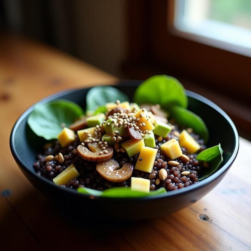 Bowl de Arroz Salvaje y Setas Shitake: Receta Keto con Vinagreta de Sésamo y Miel