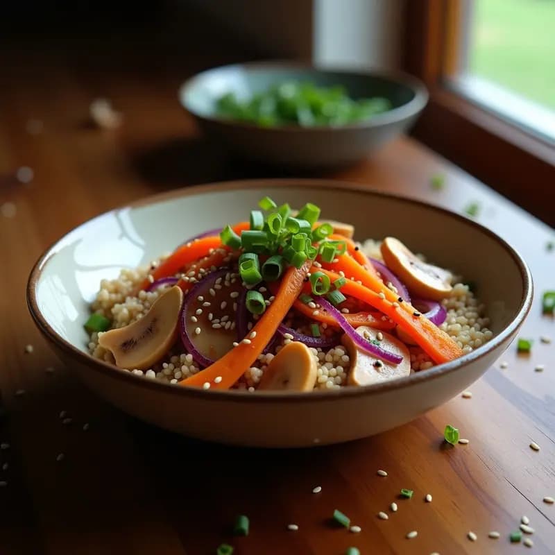 Bowl de Arroz Salvaje con Setas Shitake y Salsa de Soja Reducida: Receta Japonesa Vegana