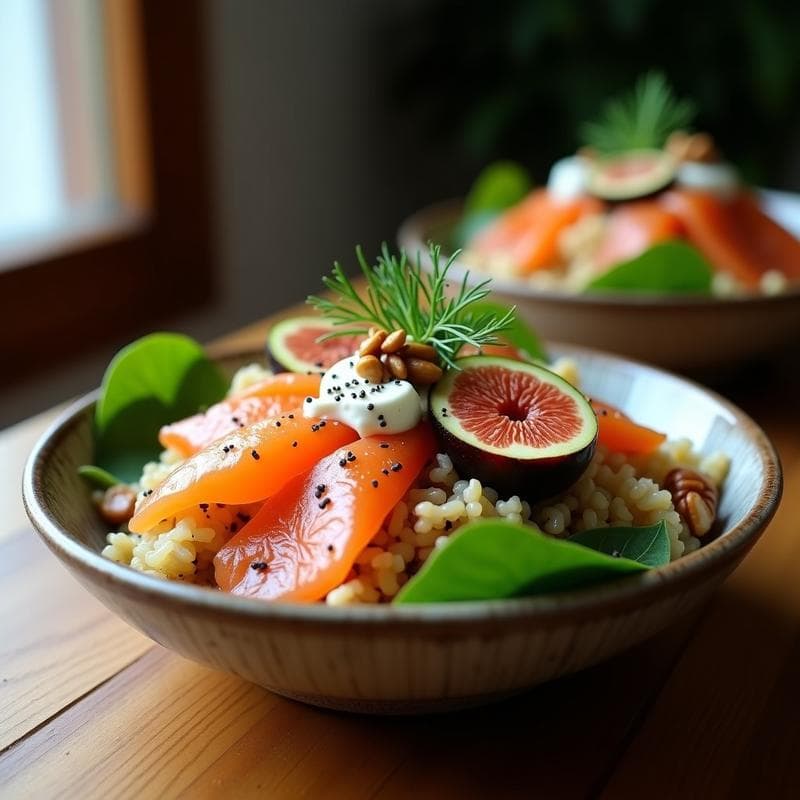 Bowl de Arroz Silvestre con Salmón Ahumado y Higos: Receta Gourmet en 20 Minutos