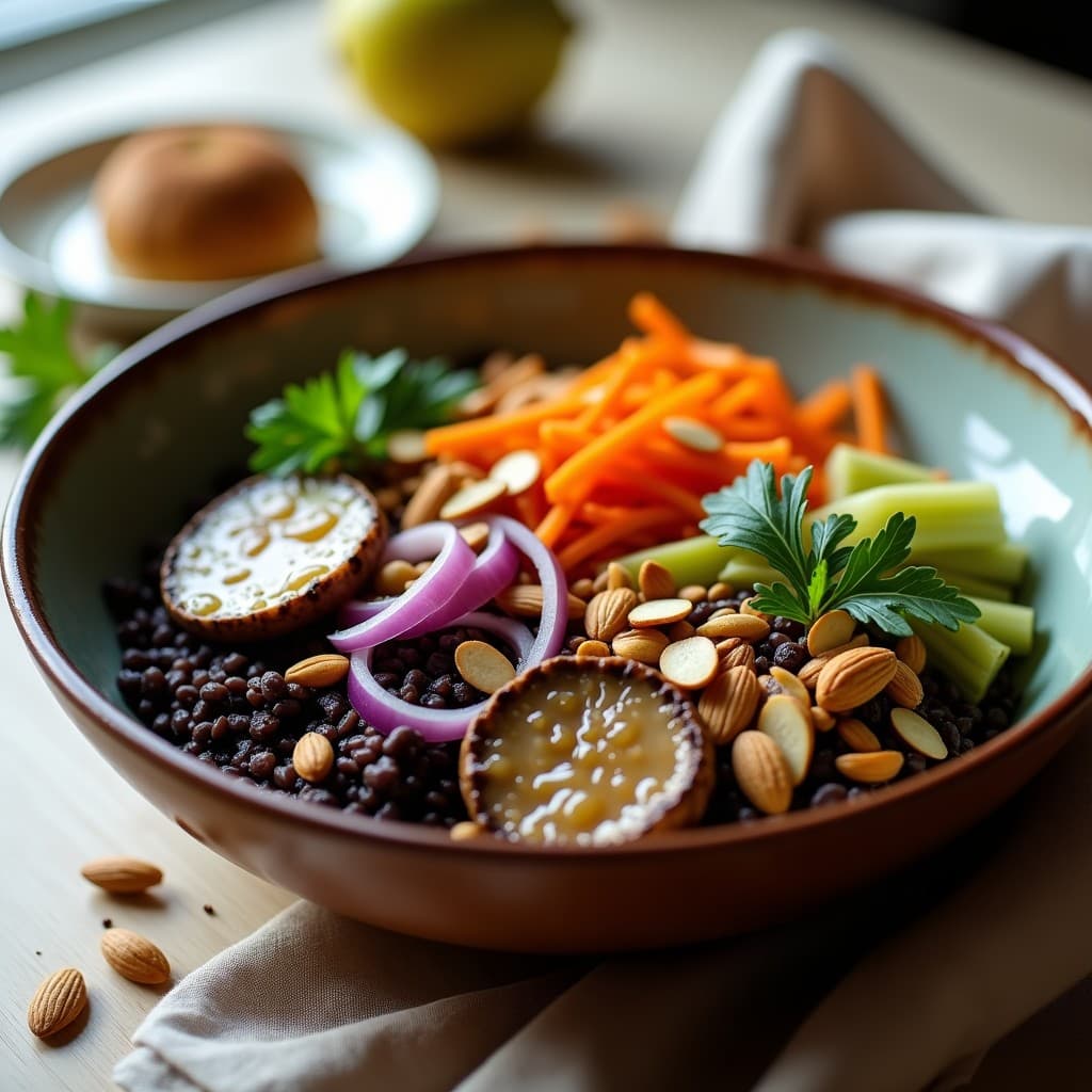 Bowl de Arroz Silvestre y Setas Portobello con Aderezo de Vinagre de Manzana: Receta Canadiense Vegana