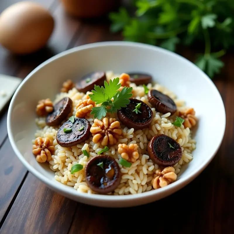 Bowl de Arroz Silvestre con Setas Portobello y Trufa: Receta Francesa en Olla Exprés