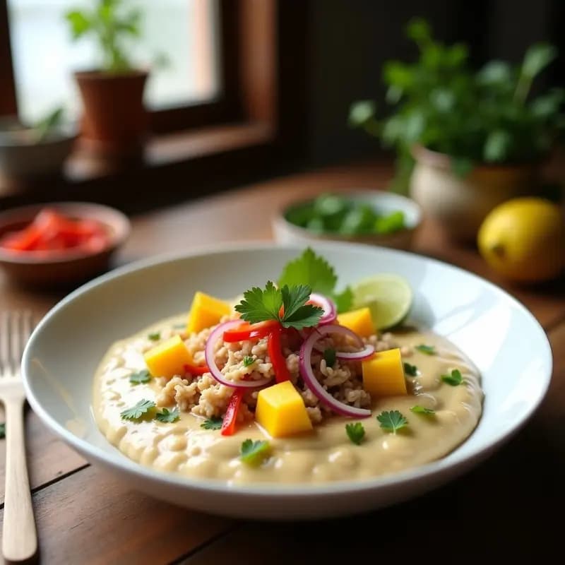 Bowl de arrurruz con atún y mango: receta brasileña keto en olla express
