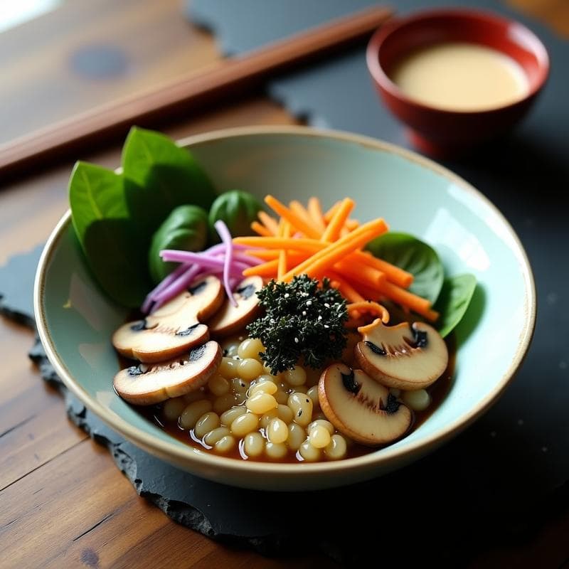Bowl de Arrurruz con Champiñones Shiitake y Aderezo de Sésamo: Receta Japonesa sin Gluten para Tupper