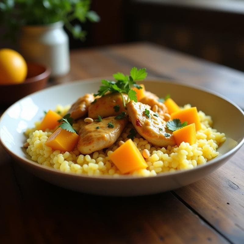 Bowl de Arrurruz con Pollo al Curry y Mango Fresco: Receta Brasileña Sin Gluten