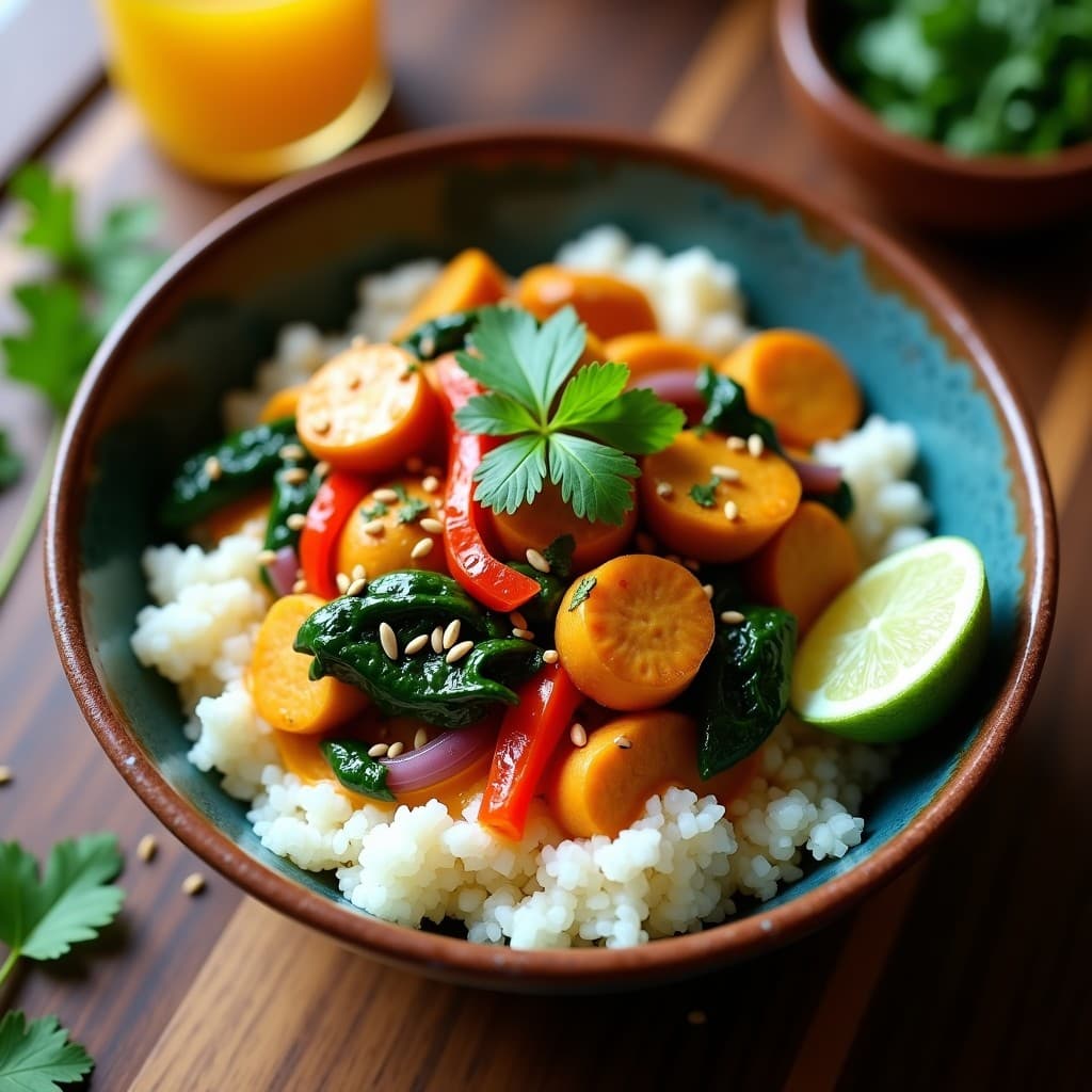 Bowl de Arrurruz con Pollo y Vegetales al Curry: Desayuno Indio Keto en 20 Minutos