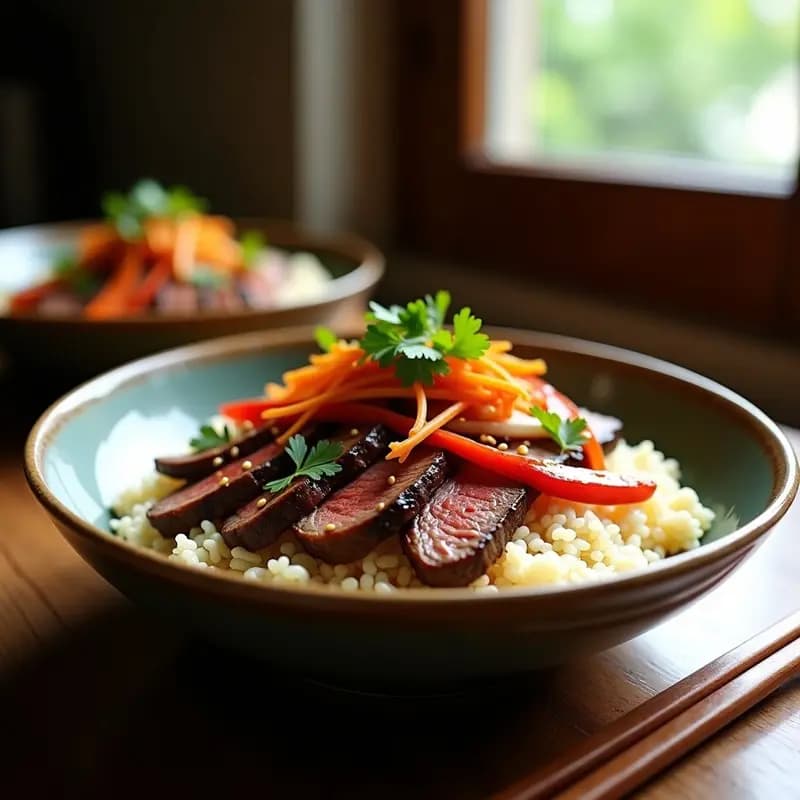 Bowl Asiático de Picanha con Cebolla Caramelizada: Receta Gourmet en 20 Minutos