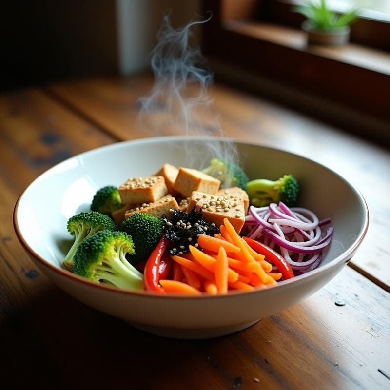 Bowl Asiático con Salsa de Tahini y Umami: Receta en Airfryer en 20 Minutos