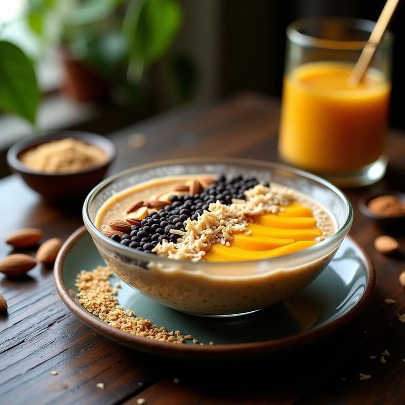 Bowl de Avena Nocturna con Polvo de Baobab y Semillas de Chía: Desayuno Africano Antioxidante
