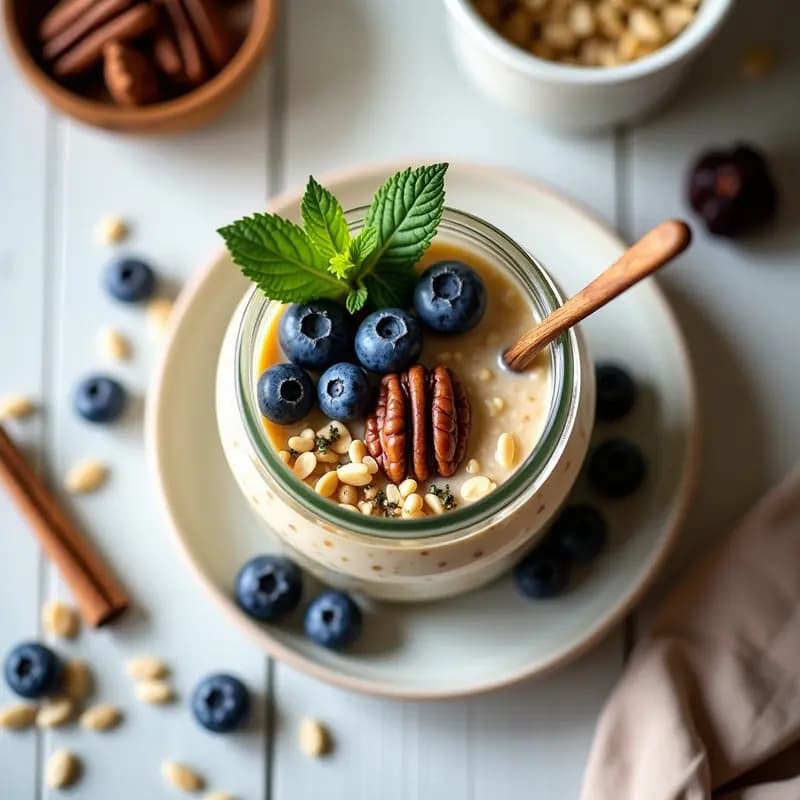 Bowl de Avena de Noche con Leche de Avena y Semillas de Cánamo: Desayuno Sin Cocinar y Alto en Omega-3
