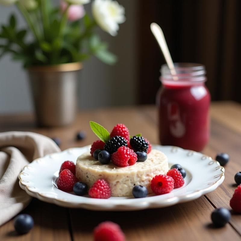 Bowl de avena nocturna con leche de coco y frutos del bosque: Desayuno antiinflamatorio