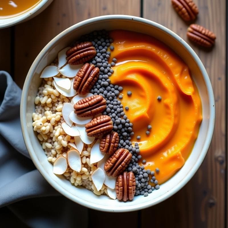 Bowl de Avena con Puré de Boniato y Semillas de Chía: Desayuno Energético Sin Gluten