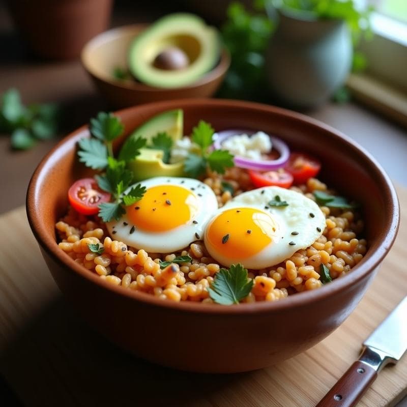 Bowl de Avena Salada con Huevo Poché: Desayuno Mexicano y Proteico