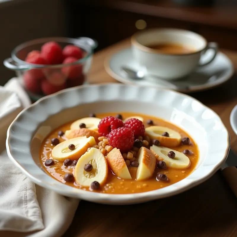 Bowl de Avena con Leche de Soja y Puré de Castañas: Desayuno Europeo de Otoño y Sin Azúcar
