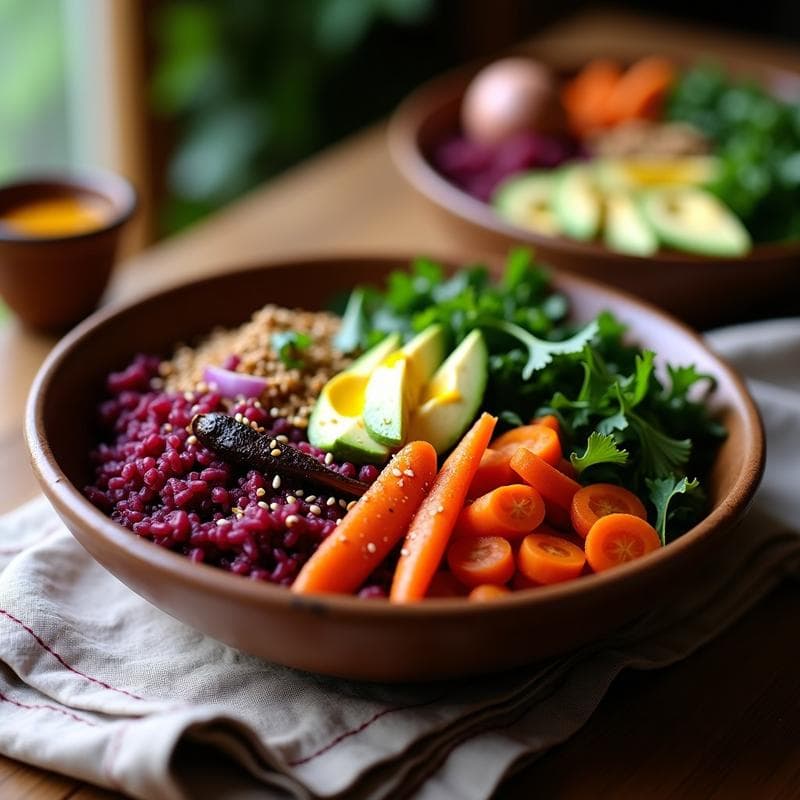 Bowl Ayurvédico de Cúrcuma y Arroz Rojo: Receta Antiinflamatoria en 25 Minutos