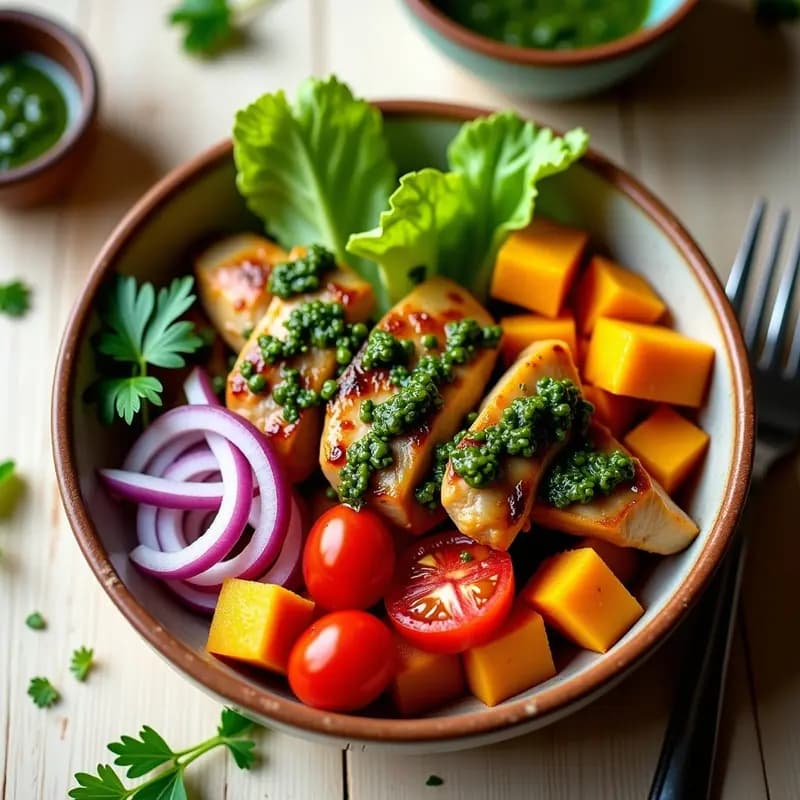 Bowl de Batata Amarilla y Pollo al Chimichurri: Receta argentina alta en proteína