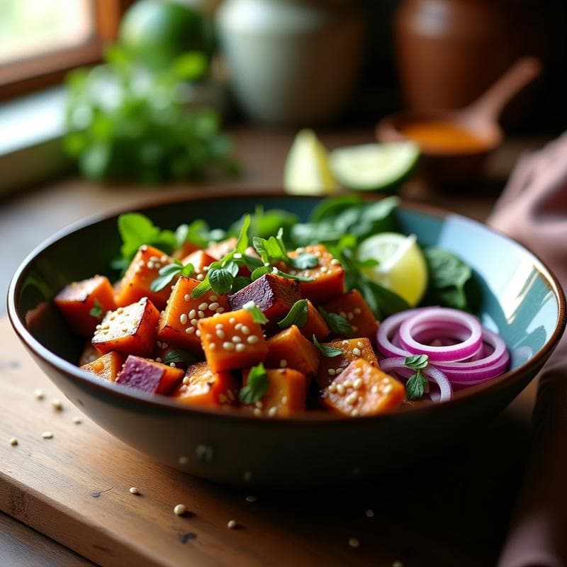 Bowl de Batata Morada y Pollo al Satay: Receta Tailandesa en 20 Minutos