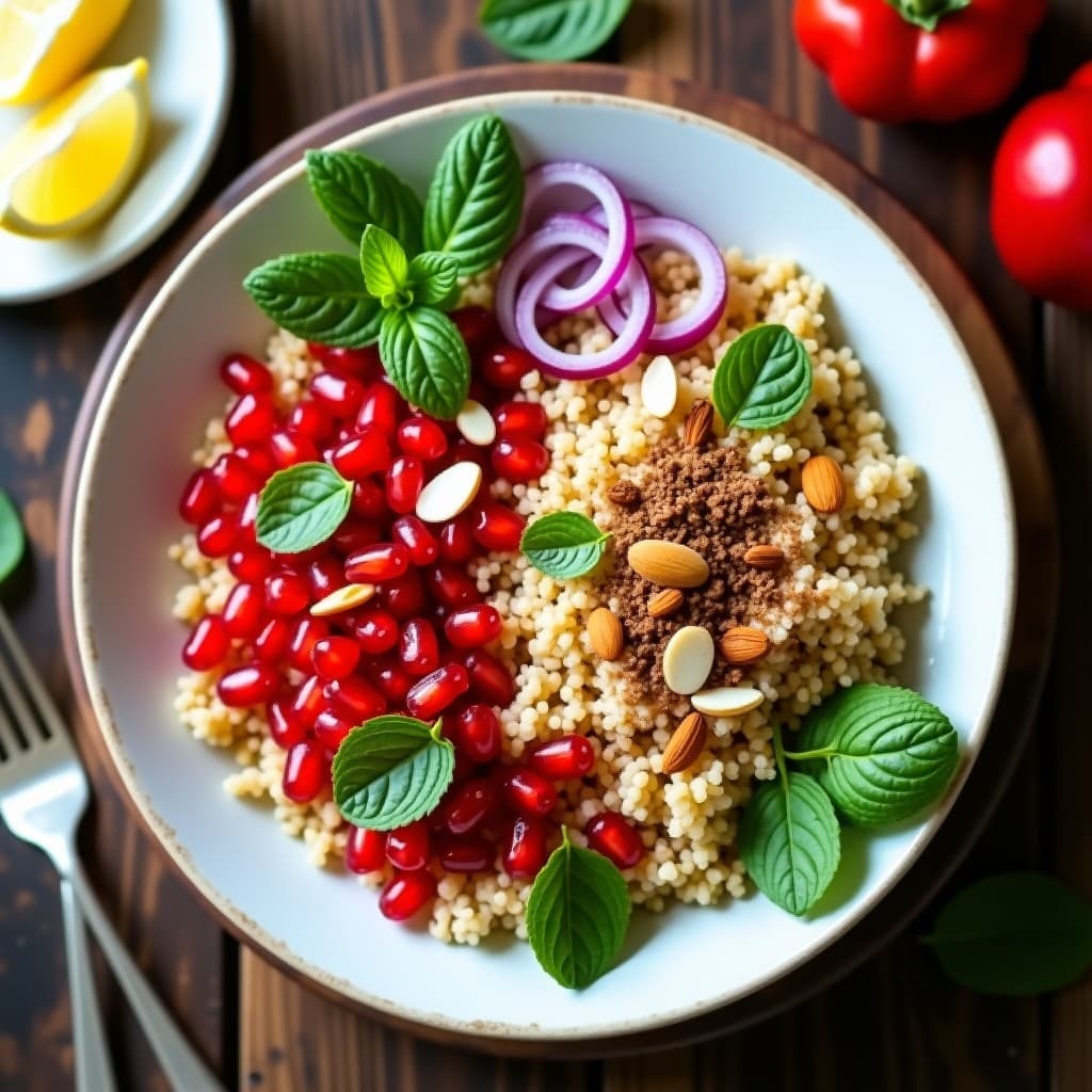 Bowl de Bulghur con Granadas y Mentas: Receta Libanesa Alta en Fibra en 20 Minutos