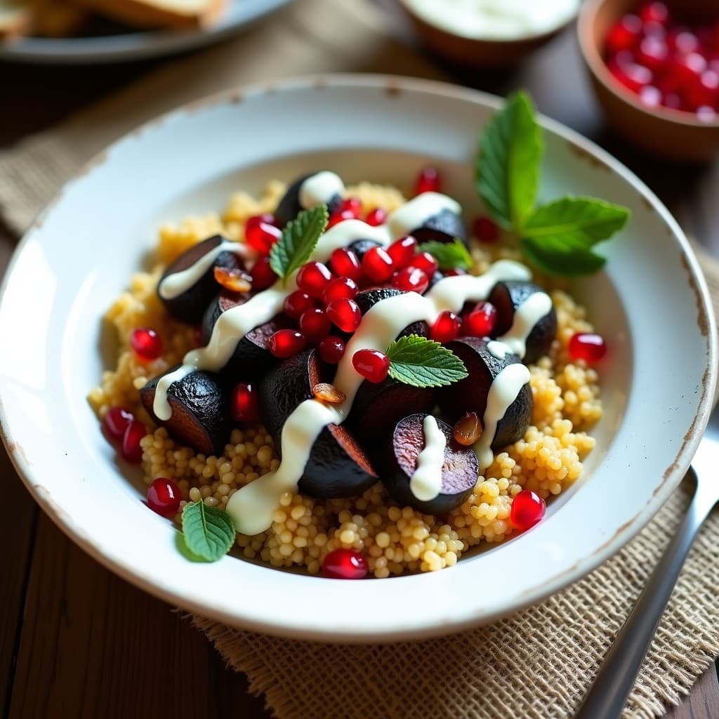 Bowl de Bulgur y Berenjena Ahumada con Yogur de Soja: Receta Turca en Thermomix