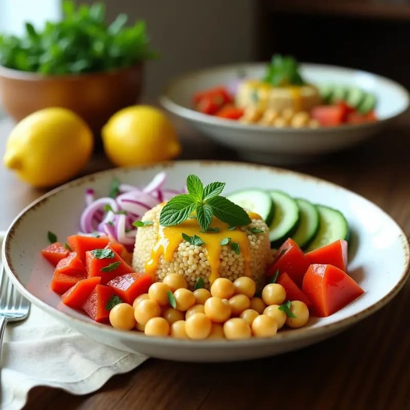 Bowl de Bulgur con Garbanzos y Zahare de Limón: Receta Turca Vegana y Fresca