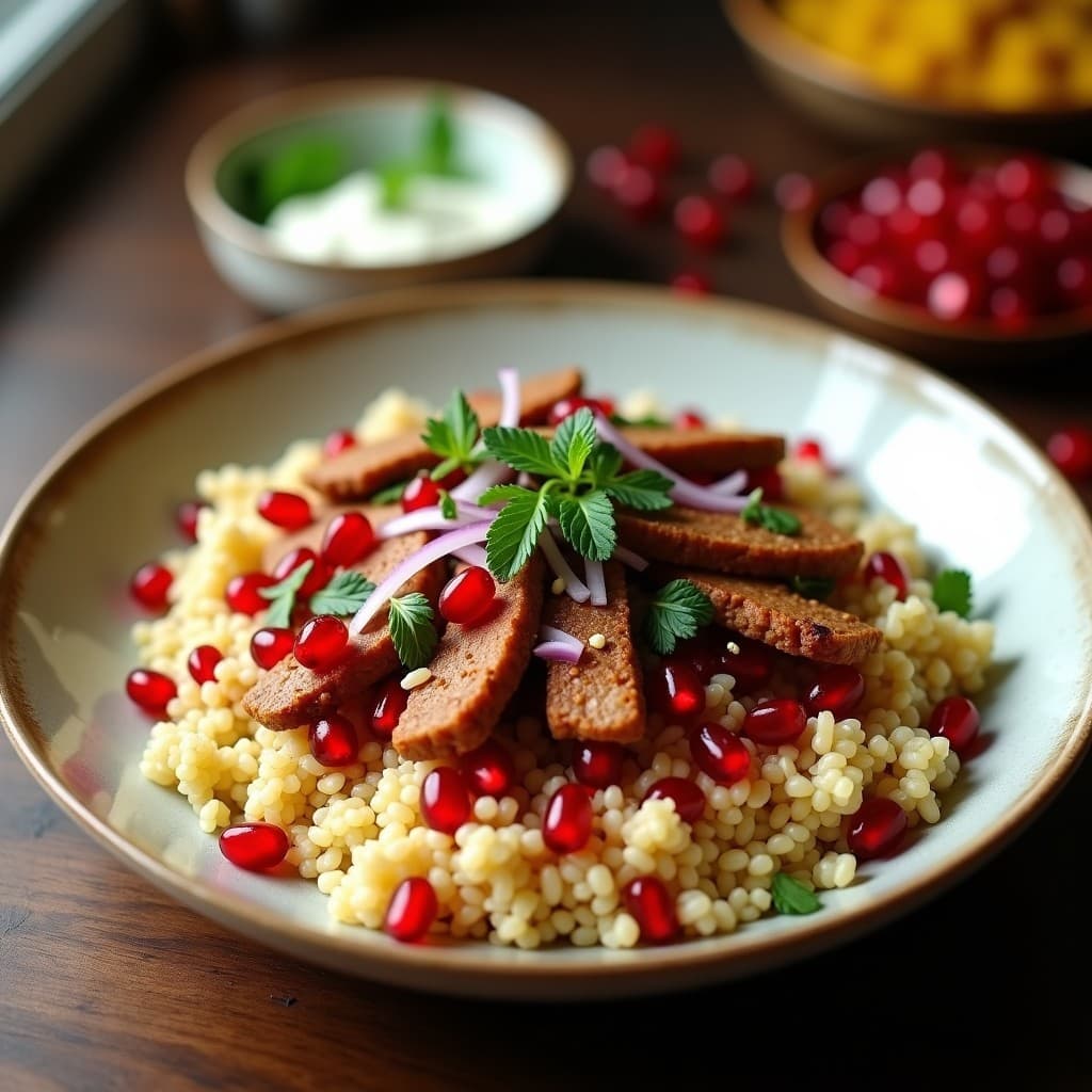 Bowl de Bulgur con Higado de Pollo y Granadas: Receta Árabe de Hierro en 15 Minutos