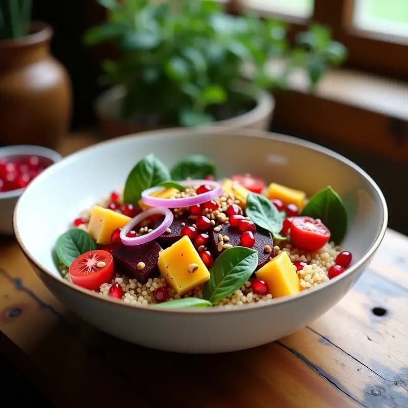 Bowl de Bulgur y Remolacha con Aderezo de Granados: Receta Vegana para Llevar