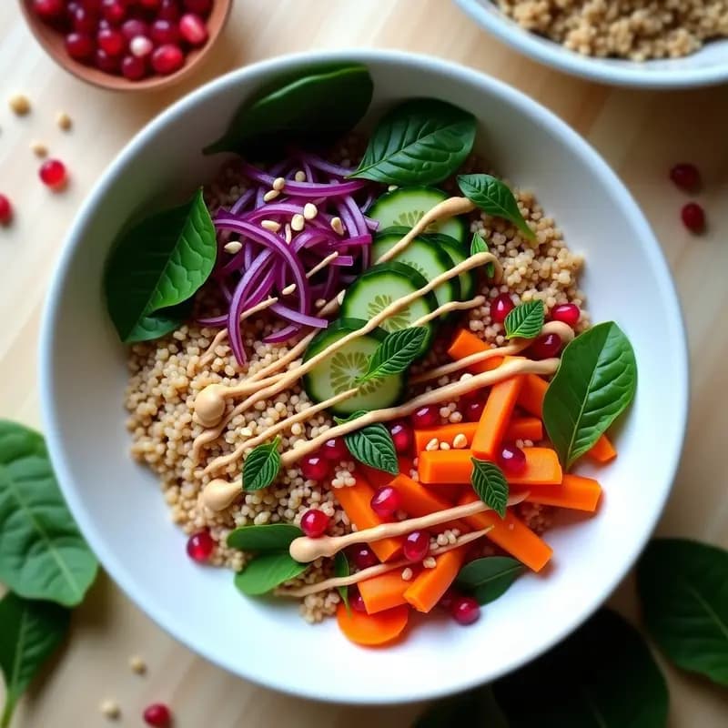 Bowl de Bulgur de Trigo Sarraceno con Zanahoria Morada y Tahini: Desayuno Sirio Colorido